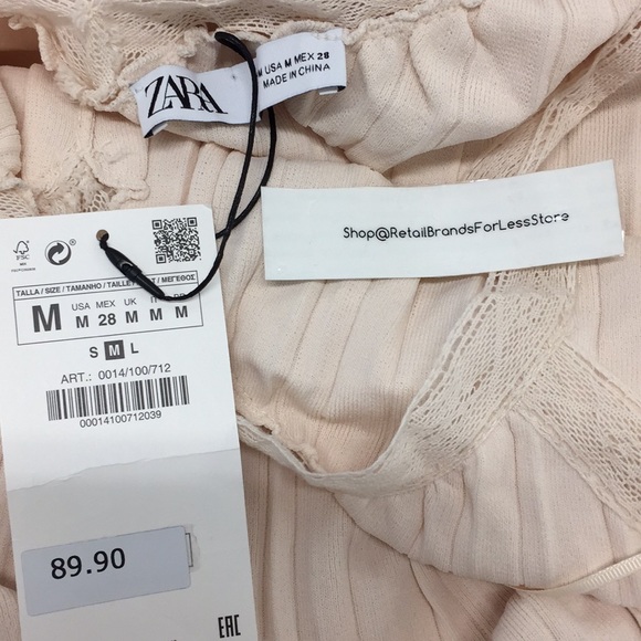 Zara Dresses Zara Pink Nude Bandage Knit Pleaded Lace Midi Long